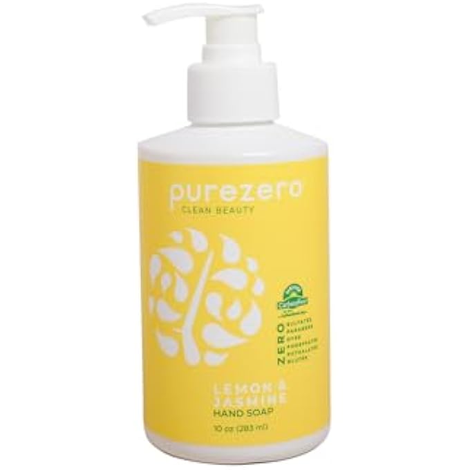 Purezero LEMON & JASMINE HAND SOAP REFRESHING CITRUS SCENT, MOISTURIZING & SULFATE-FREE, VEGAN LIQUID HAND WASH, FORMULATED WITHOUT PARABENS, CRUELTY-FREE, 10 OUNCES (1 PACK) - Image 1